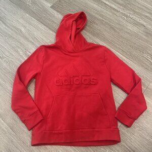Adidas Boys Size L 14/16 Red 3D Pullover Kangaroo Pocket Hoodie